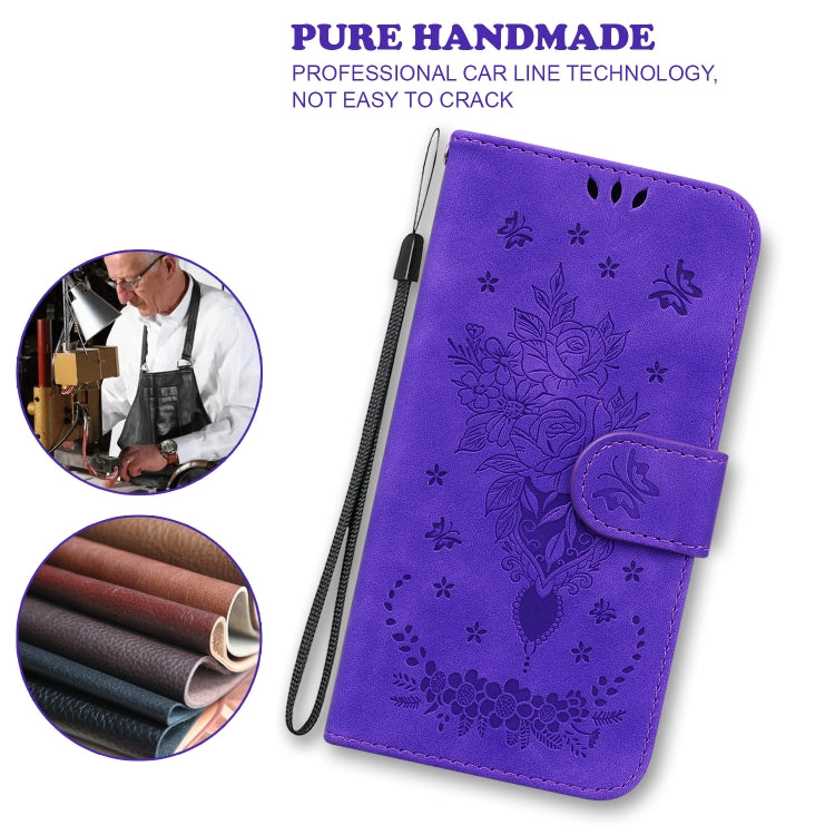 For Nokia 6.2 / 7.2 Butterfly Rose Embossed Leather Phone Case(Purple) by buy2fix