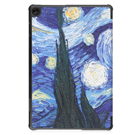For Lenovo Tab M10 3rd Gen Custer Painted 3-Fold Holder Smart Leather Tablet Case(Starry Sky) by buy2fix