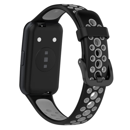 For Huawei Band 7 / 7 NFC Two-color Breathable Silicone Watch Band(Black+Grey) by buy2fix