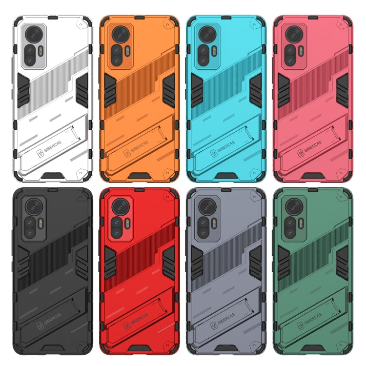For Xiaomi 12 Lite Punk Armor PC + TPU Phone Case with Holder(Grey) by buy2fix