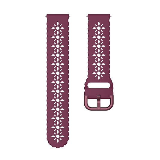 For Samsung Galaxy Watch4 20mm Plum Blossom Hollowed Silicone Watch Band(Wine Red) by buy2fix