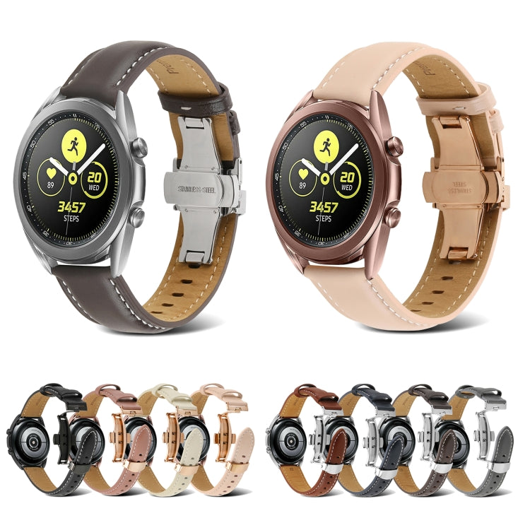 For Huawei Watch GT 3 Pro 22mm Butterfly Buckle Stitching Genuine Leather Watch Band(Brown) by buy2fix