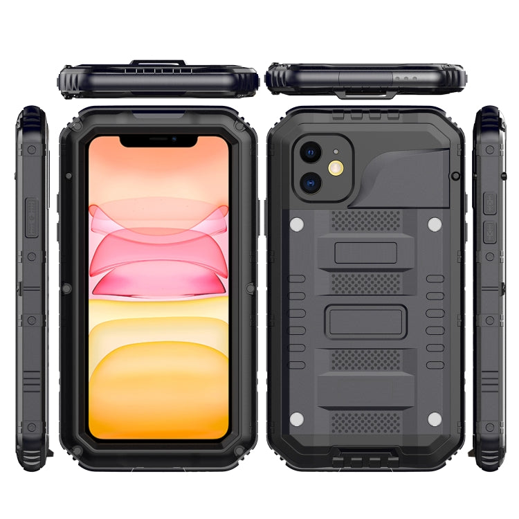 For iPhone 11 Dustproof Shockproof Waterproof Silicone + Metal Protective Case(Black) by buy2fix
