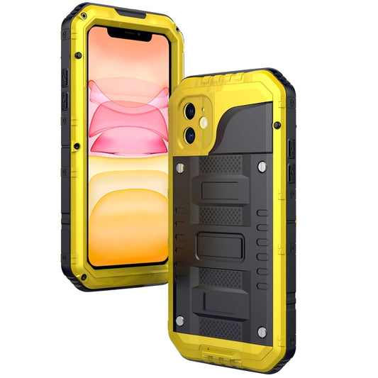 For iPhone 11 Dustproof Shockproof Waterproof Silicone + Metal Protective Case(Yellow) by buy2fix