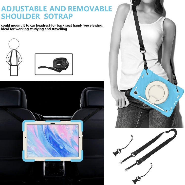 For Samsung Galaxy Tab A8 10.5 2021 Silicone + PC Full Body Protection Tablet Case With Holder & Strap(Sky Blue) by buy2fix