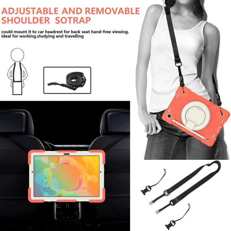 For Samsung Galaxy Tab A8 10.5 2021 Silicone + PC Full Body Protection Tablet Case With Holder & Strap(Orange) by buy2fix