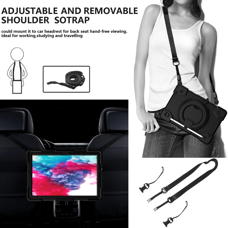 For Samsung Galaxy Tab A8 10.5 2021 Silicone + PC Full Body Protection Tablet Case With Holder & Strap(Black) by buy2fix