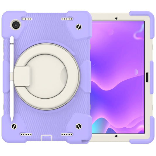 For Samsung Galaxy Tab A8 10.5 2021 Silicone + PC Full Body Protection Tablet Case With Holder & Strap(Purple) by buy2fix