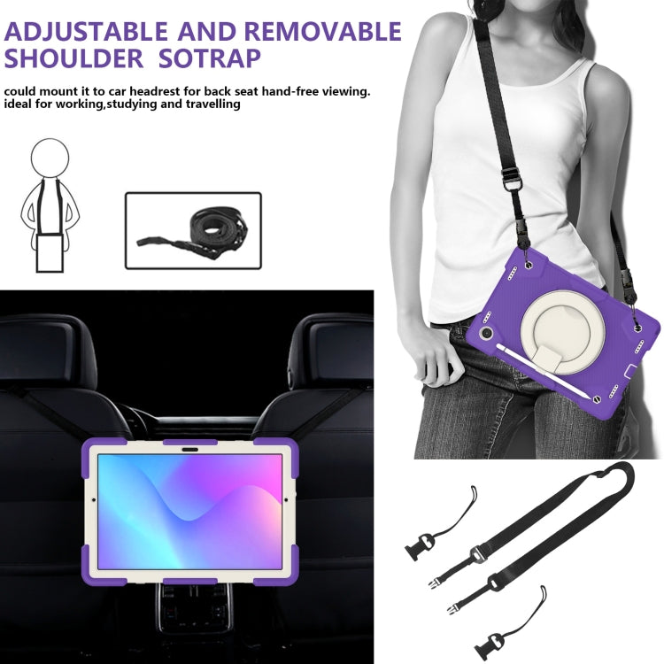 For Samsung Galaxy Tab A8 10.5 2021 Silicone + PC Full Body Protection Tablet Case With Holder & Strap(Dark Purple) by buy2fix