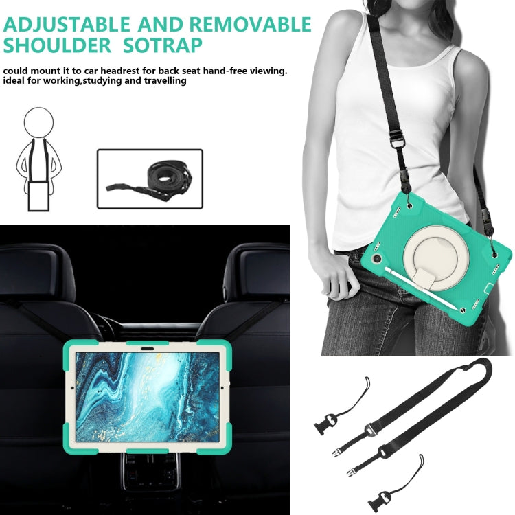 For Samsung Galaxy Tab A8 10.5 2021 Silicone + PC Full Body Protection Tablet Case With Holder & Strap(Mint Green) by buy2fix