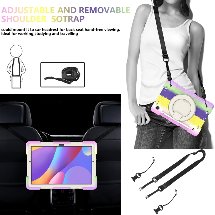 For Samsung Galaxy Tab A8 10.5 2021 Silicone + PC Full Body Protection Tablet Case With Holder & Strap(Colorful Purple) by buy2fix