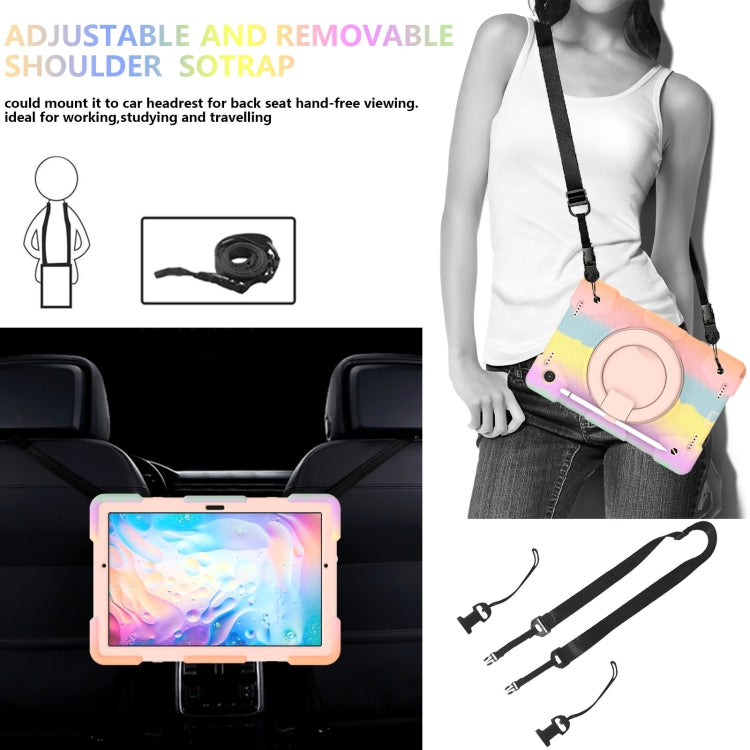 For Samsung Galaxy Tab A8 10.5 2021 Silicone + PC Full Body Protection Tablet Case With Holder & Strap(Colorful Rose Gold) by buy2fix