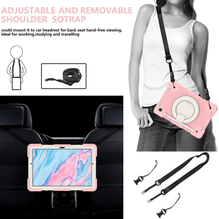 For Samsung Galaxy Tab A8 10.5 2021 Silicone + PC Full Body Protection Tablet Case With Holder & Strap(Pink) by buy2fix