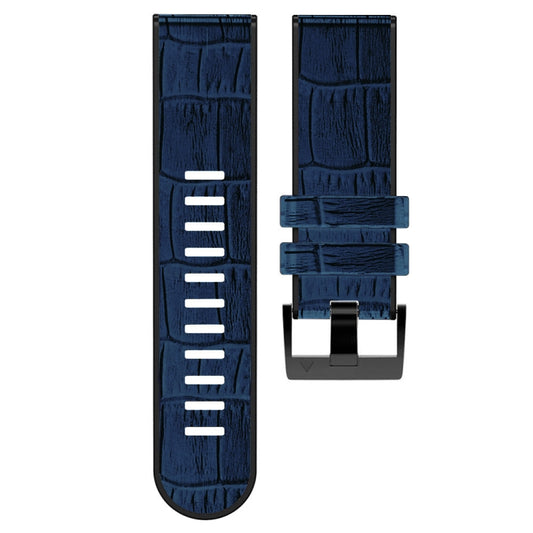 For Garmin Fenix 7X/6X Pro/Tactix 7 26mm Crocodile Texture Silicone Leather Watch Band(Blue) by buy2fix