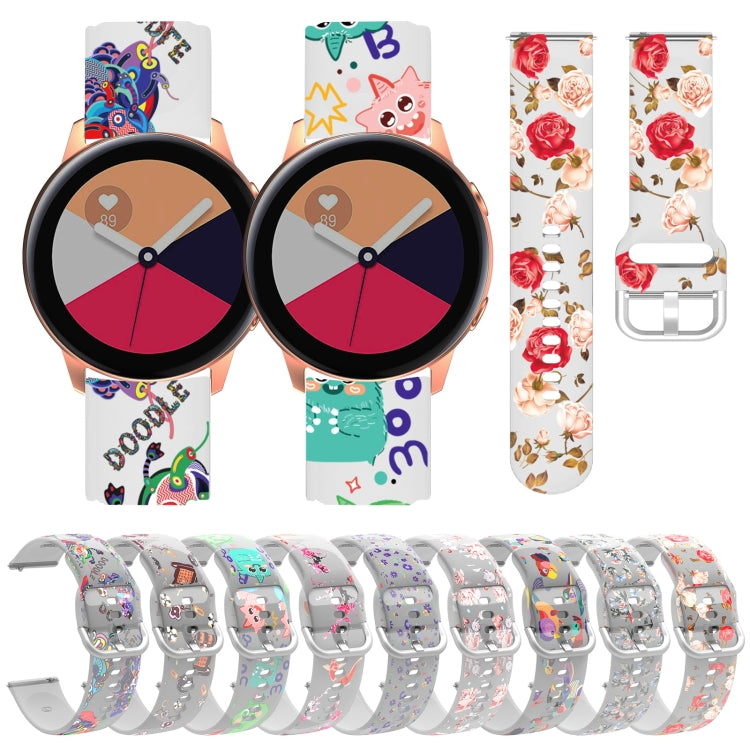 For Samsung Galaxy Watch4 20mm Transparent Printed TPU Silicone Watch Band(2) by buy2fix