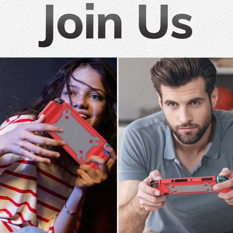 Game Handle Gamepad TPU+PC Protective Case for Switch OLED(Red) by buy2fix
