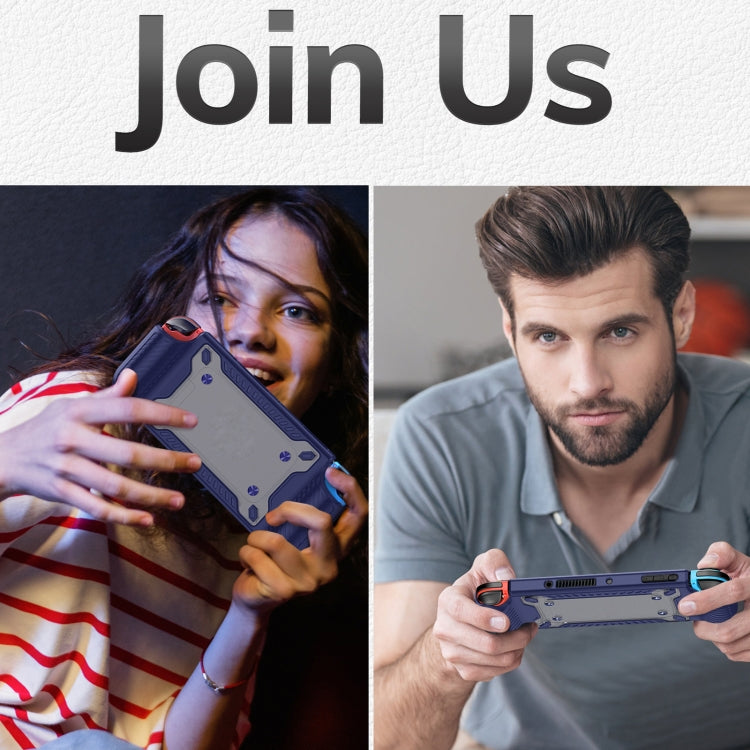 Game Handle Gamepad TPU+PC Protective Case for Switch OLED(Blue) by buy2fix