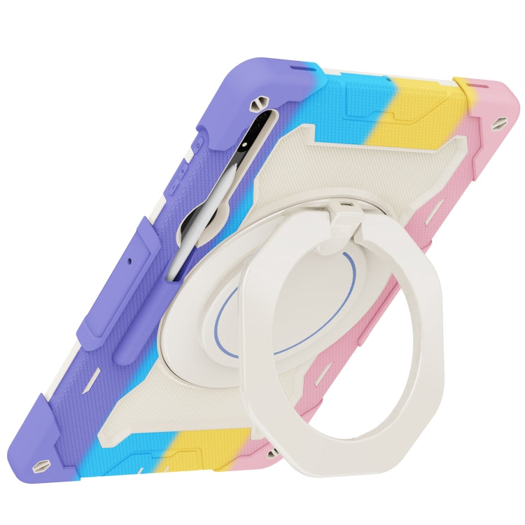 For Samsung Galaxy Tab S8 Ultra Armor Contrast Color Silicone + PC Tablet Case(Colorful Pink) by buy2fix