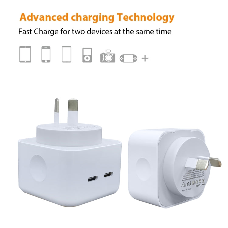 40W Dual PD USB-C / Type-C Charger for iPhone / iPad Series, AU Plug by buy2fix