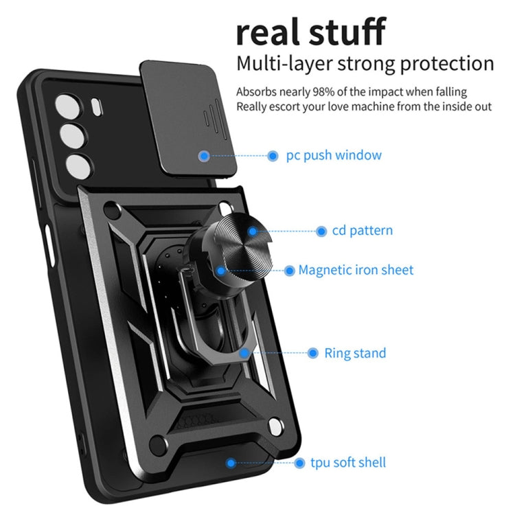 For Motorola Moto G52 Sliding Camera Cover Design TPU+PC Phone Case(Blue) by buy2fix