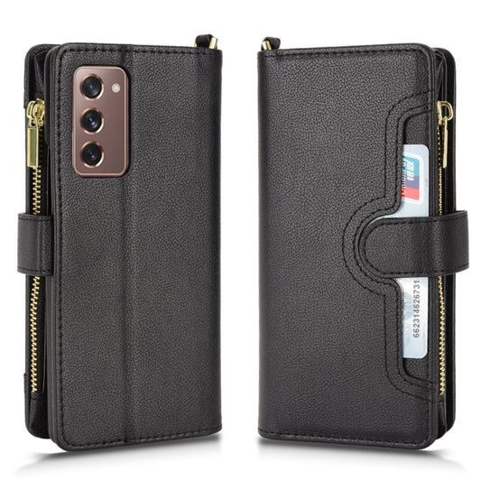 For Samsung Galaxy Z Fold2 5G Litchi Texture Zipper Leather Phone Case(Black) by buy2fix