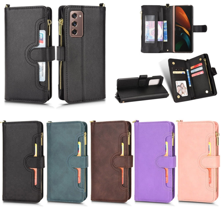 For Samsung Galaxy Z Fold2 5G Litchi Texture Zipper Leather Phone Case(Black) by buy2fix