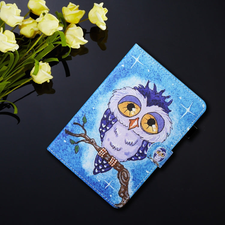 For Lenovo Tab M10 3rd Gen Coloured Drawing Stitching Smart Leather Tablet Case(Blue Owl) by buy2fix