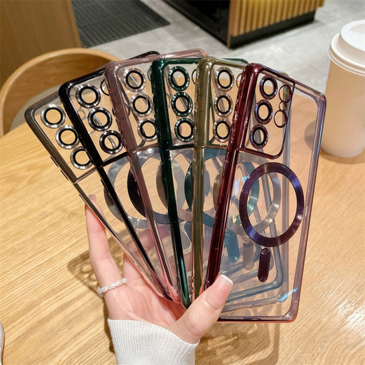 For Samsung Galaxy S22 Ultra 5G TPU Electroplated Magsafe Magnetic Phone Case(Green) by buy2fix