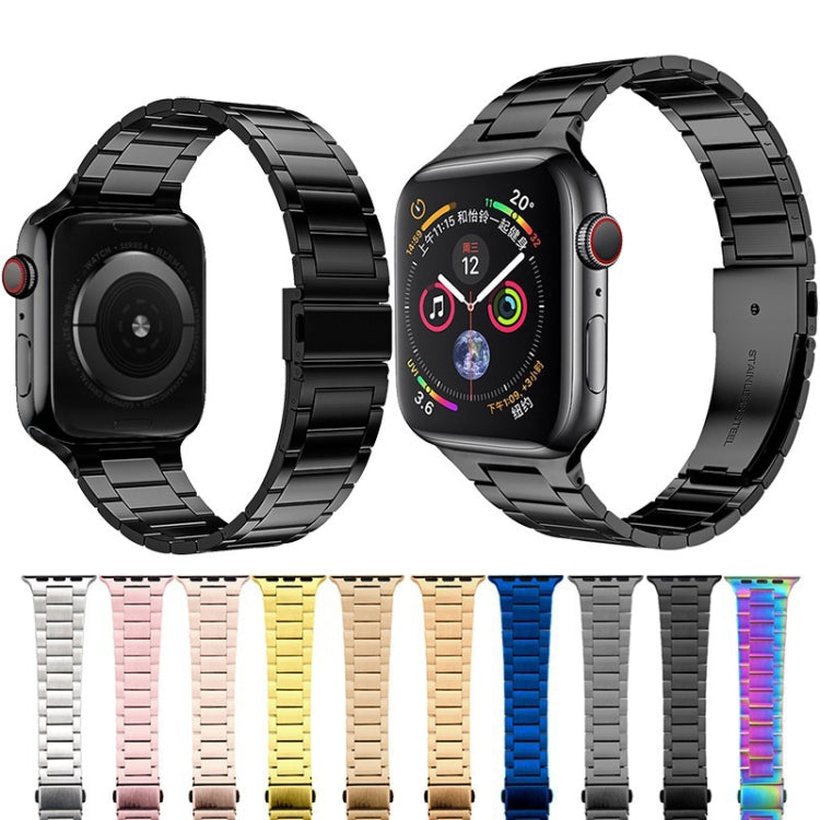 Small Waist Stainless Steel Watch Band For Apple Watch Series 9&8&7 41mm / SE 3&SE 2&6&SE&5&4 40mm / 3&2&1 38mm(Colorful) by buy2fix
