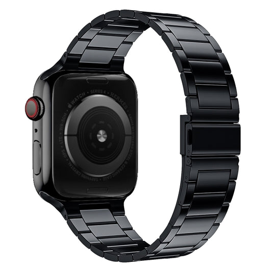 Small Waist Stainless Steel Watch Band For Apple Watch Series 8&7 45mm / SE 2&6&SE&5&4 44mm / 3&2&1 42mm(Black) by buy2fix
