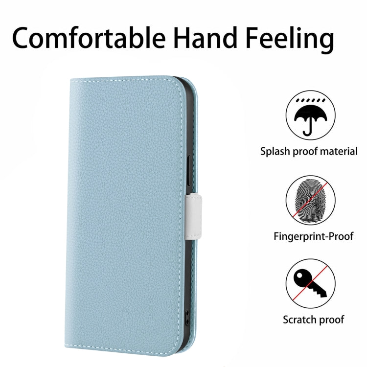 For OPPO A54 4G Candy Color Litchi Texture Leather Phone Case(Light Blue) by buy2fix