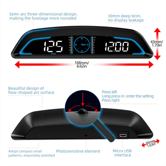 G3 Car 5.5 inch HUD Head-up Display HD GPS Speed Alarm Odometer by buy2fix