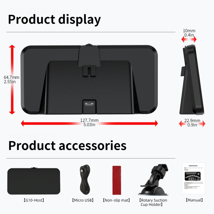 G10 5.5 inch Car HUD GPS Head Up Display Speedometer Odometer LED Windscreen Projector by buy2fix