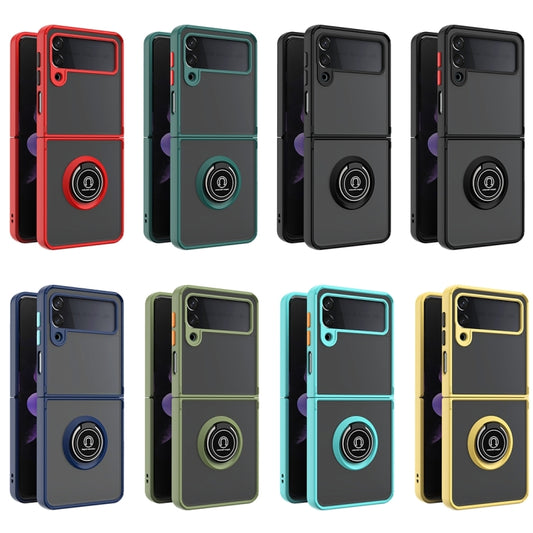 For Samsung Galaxy Z Flip4 Q Shadow I Ring Kickstand PC and TPU Hybrid Phone Case(Black) by buy2fix