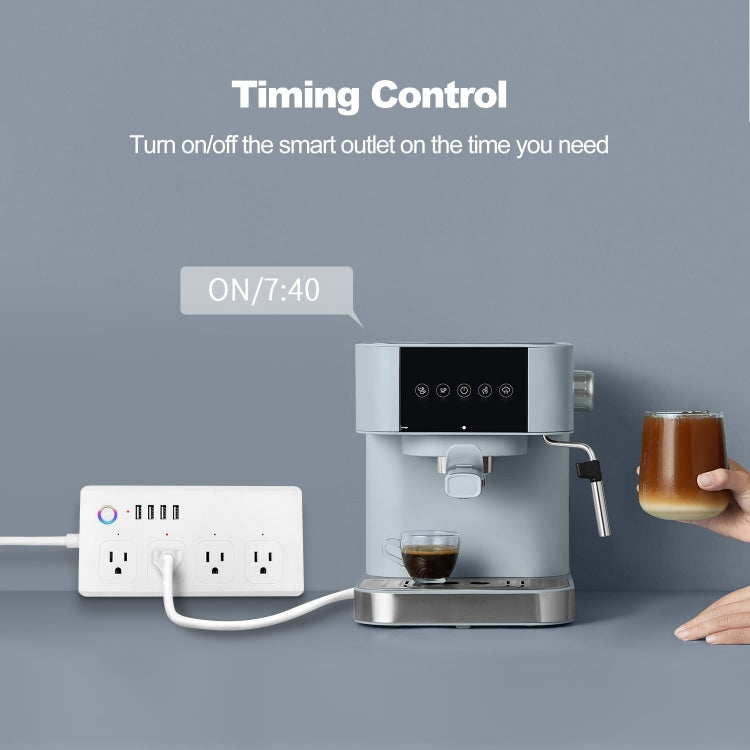 WiFi 10A SM-SO301-U 2500W 4 Holes + 4 USB Smart Power Strip, US Plug(White) by buy2fix