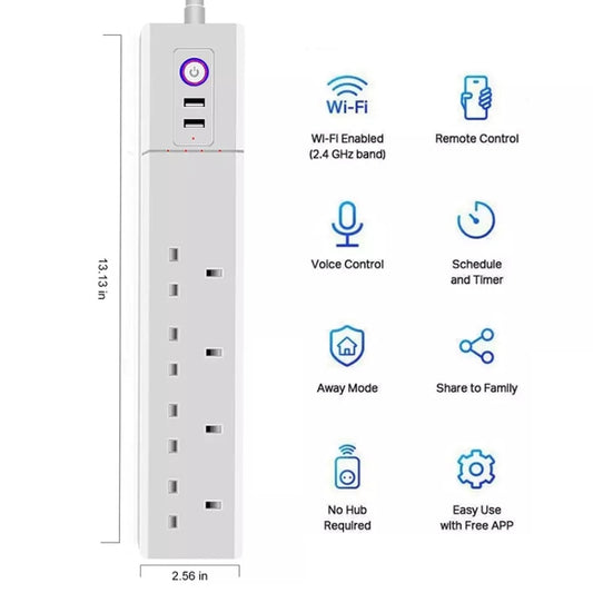 WiFi 10A SM-SO306-K 4 Holes + 2 USB Multi-purpose Smart Power Strip, UK Plug by buy2fix