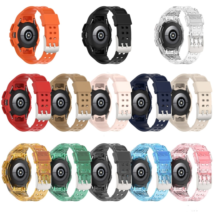 For Samsung Galaxy Watch4 44mm Silicone Integrated Watch Band(Transparent White) by buy2fix