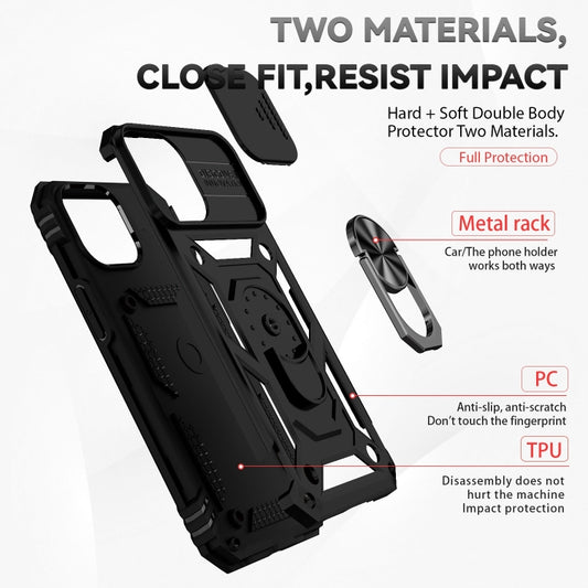 For iPhone 14 Pro Max Sliding Camshield Holder Phone Case (Black) by buy2fix