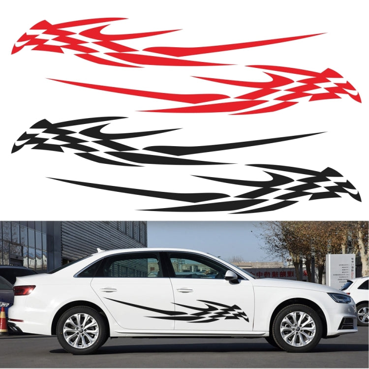 2 PCS/Set D-468 Checkered Totem Pattern Car Modified Decorative Sticker(White) by buy2fix