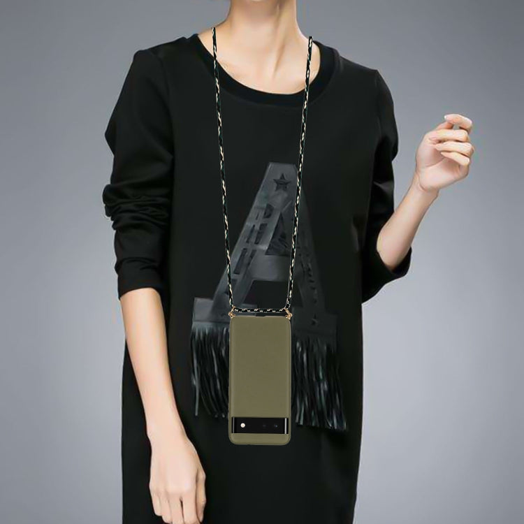 For Google Pixel 6 Wheat Straw Material + TPU Protective Case with Lanyard(Army Green) by buy2fix