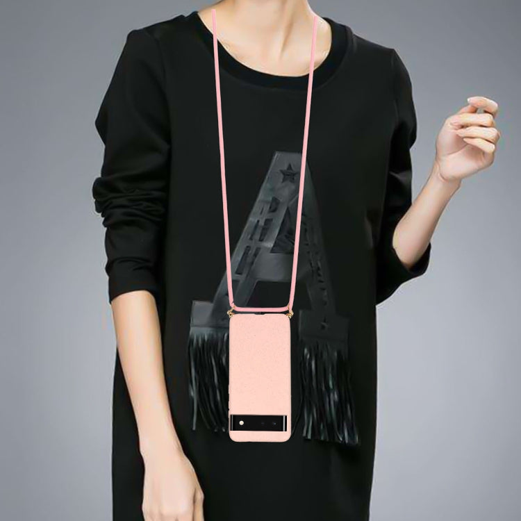 For Google Pixel 6 Wheat Straw Material + TPU Protective Case with Lanyard(Pink) by buy2fix