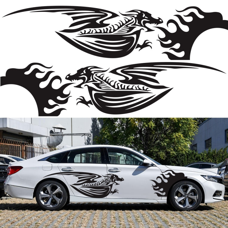 2 PCS/Set D-489 Fire-breathing Dragon Pattern Car Modified Decorative Sticker(Yellow) by buy2fix