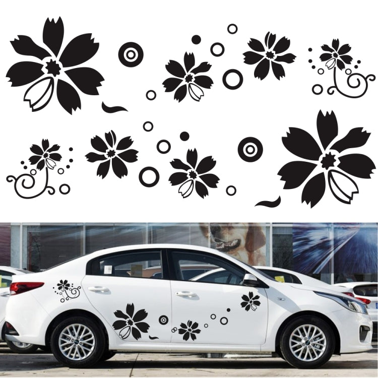 2 PCS/Set D-510 Flowers Pattern Car Modified Decorative Sticker(Black) by buy2fix