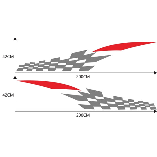 2 PCS/Set D-538 Checkered Totem Pattern Car Modified Decorative Sticker(Grey+Red) by buy2fix