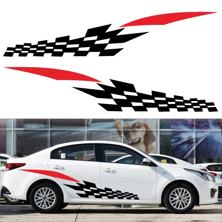 2 PCS/Set D-538 Checkered Totem Pattern Car Modified Decorative Sticker(White+Yellow) by buy2fix