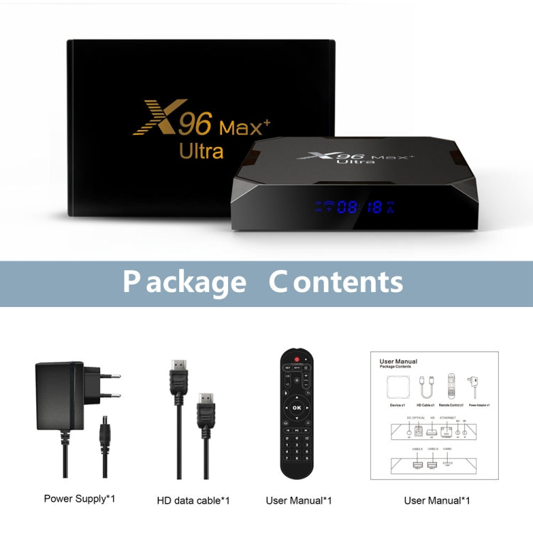 X96 Max+ Ultra 4GB+64GB Amlogic S905X4 8K Smart TV BOX Android 11.0 Media Player, Plug Type:EU Plug by buy2fix
