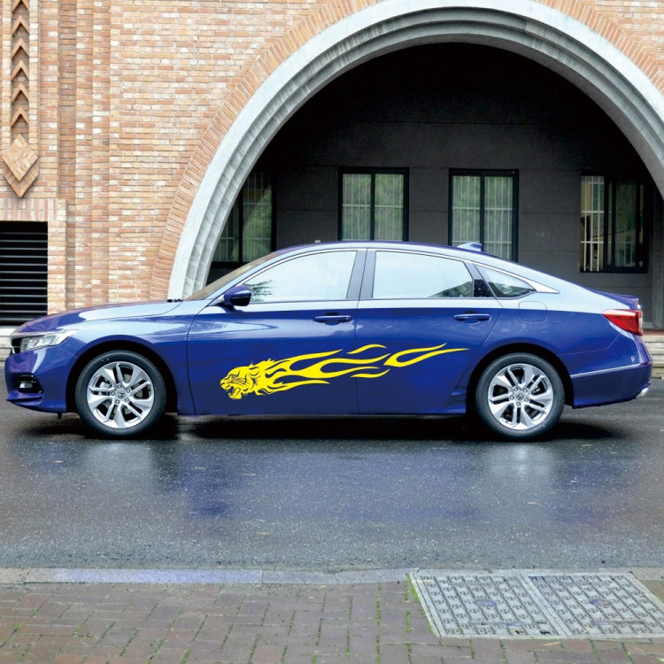 2 PCS/Set D-815 Flame Lion Pattern Car Modified Decorative Sticker(Yellow) by buy2fix