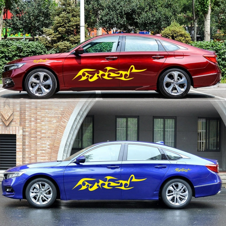 2 PCS/Set D-925 Flame Pattern Car Modified Decorative Sticker(Yellow) by buy2fix
