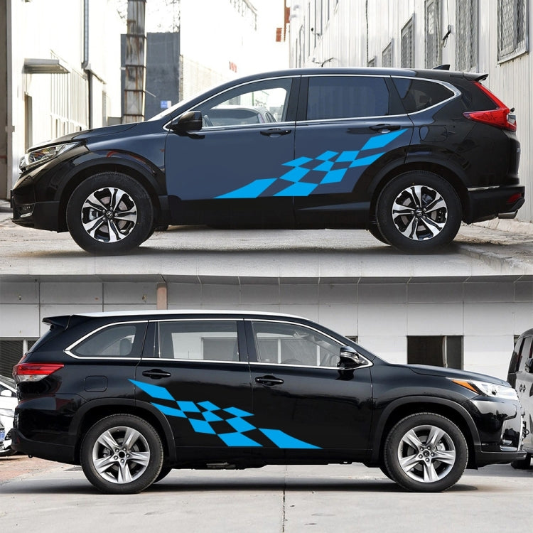 2 PCS/Set D-943 Checkered Flag Pattern Car Modified Decorative Sticker(Blue) by buy2fix