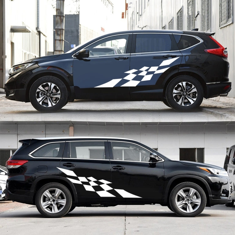 2 PCS/Set D-943 Checkered Flag Pattern Car Modified Decorative Sticker(White) by buy2fix